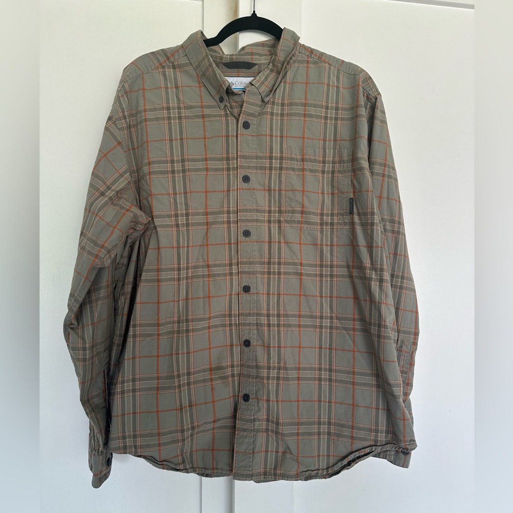 Columbia Sportswear Plaid Button Down Shirt XL Rugged Outdoor Fishing Casual